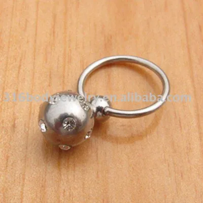 GL10010 Fashion Stainless Steel with Crystal Penis Weight Ring