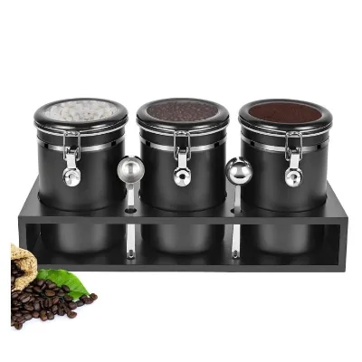 Airtight 304 Stainless Steel Coffee Canisters for Ground Bean Storage With Coffee Scoop Large Capacity Food Storage Jar for Kit