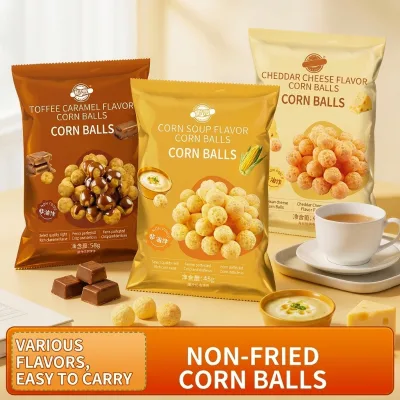 Ready to Eat Grain Snacks Individually Packaged Corn Balls for Home Cinema Retail