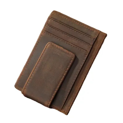 New Arrival Men's Wallet Short Fashionable Magnetic Money Clip Multi Card Holder Leather Clip Wallet Mens