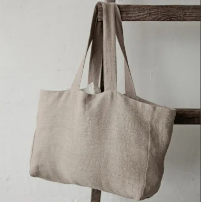 Eco Friendly Natural Classic Linen Tote Bags for Shopping Marketing