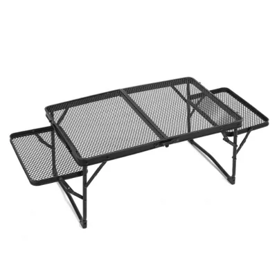 Rectangular Outdoor Camping Iron Mesh Folding Table Portable Height Adjustable Storage Dining Table
