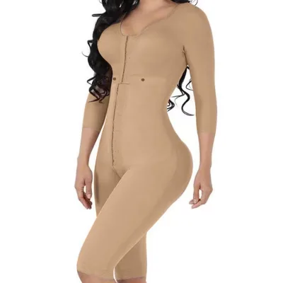 Post-Surgery Bodysuit Colombianas Full Body Waist Trainer Anti-Bacterial Nylon/Spandex Firm Control 3 Compression Hook Levels
