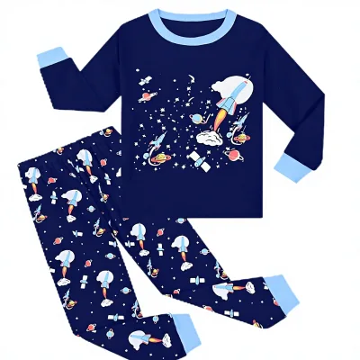 Boys Winter Cartoon Pajama Set Long Sleeve Cotton Glow in the Dark Soft Printed Two Piece 3-9 Years DE Size 98-134