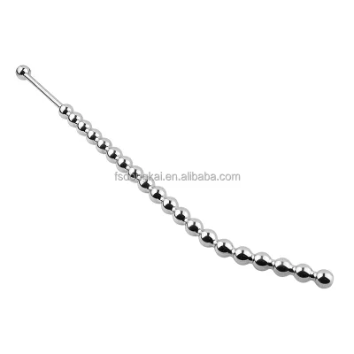Stainless steel beaded urethral rod stimulates the urethra and expands the urethra for male