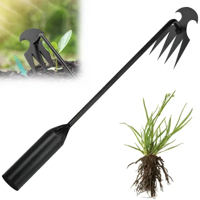 15.7 Inches 4 Teeth Steel Forged Portable Garden Weed Puller Tool for Uprooting Weeds Ideal for Gardening