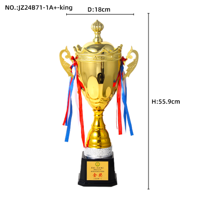 New Design High End Silver Circle World Sport Cup Trophy Football and Soccer Big Cup Metal Cup Trophy with Quality Black Base