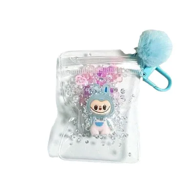 Labubu Transparent Resin Bag Keychain Cute Thai Popular Trendy Pendant Decoration for Girls Gift Keyring