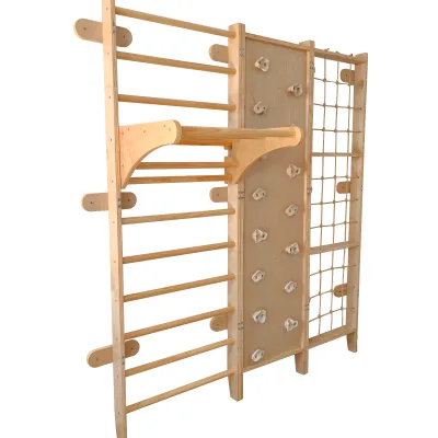 Children's Indoor Rock Climbing Frame Fitness Rack and Adventure Set with Wooden Planks for Home & Kindergarten