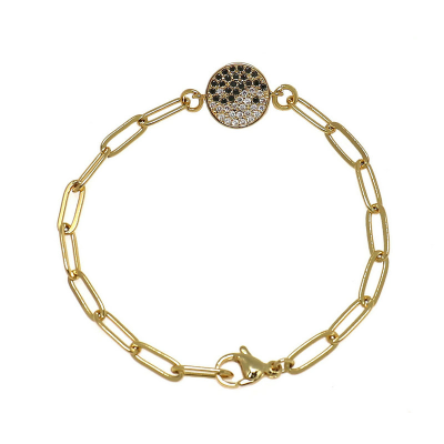 Trendy gold plated cuban link chain bracelet punk style connector key letter faith charms bracelet for women