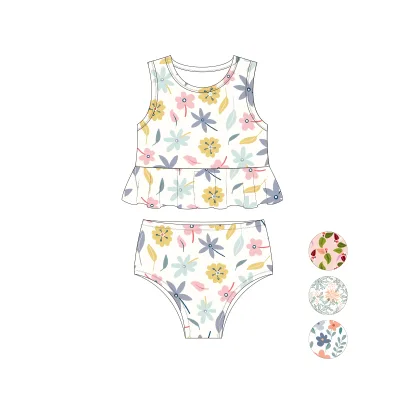 Aide New Arrival Custom Pattern Kids Girl Reversible Swimwear Summer Children Two Piece Bath Suit