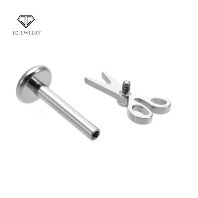 ASTM F136 Titanium 16G Small Scissors CZ Fashion Children Cartilage Earrings Brat Monroe Tragus Spiral Perforated Design Zircon