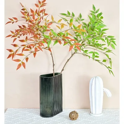 KEWEI-J619 Home Decoration Plants Long Leaves Stem Real Touch Nandina Leaves Artificial Green Nandina Plant