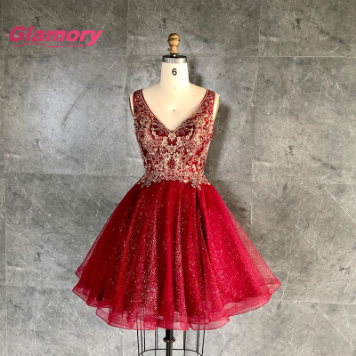 2020 Summer New Style Red Beading Lace Cheap Homecoming Dresses Short Party Dress Prom Made in China