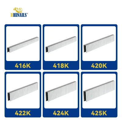 Rhinails 21GA 4K Series Steel Staples 416K-425K Grapas 5.8mm Narrow Crown Construction Pallet Woodworking Galvanized Heavy Duty