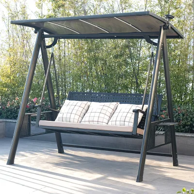 Outdoor Cast Aluminum Garden Swings Chair Stylish 3 People Outdoor Swing for Leisure Park Courtyard Villa Patio Swings
