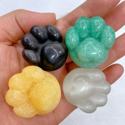 Wholesale Natural Crystal Cat Bear Paw Ornaments Carved Polished Eco-friendly Sculpture Healing Gift