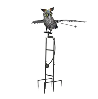 Modern Owl Shape Wind Spinners Customizable Metal Decoration for Bicycle Garden Balance Stake Iron and Steel Angel Design