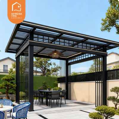 Chinese Style Pavilion with Exquisite Carving Outdoor Aluminum Gazebo Pergola with Durable Dickson Fabrics for Garden