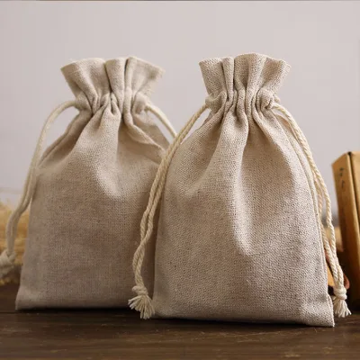 Wholesale Custom Printed Folding Letter Pattern Eco-Friendly Recycled Jute Drawstring Shopping Bag with Logo Small Size Reusable
