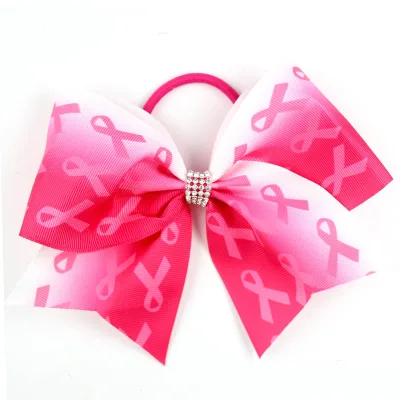 Pink Series Hot Ribbon Bow Elastic Hair Tie International Aids Awareness Day Hair Accessories