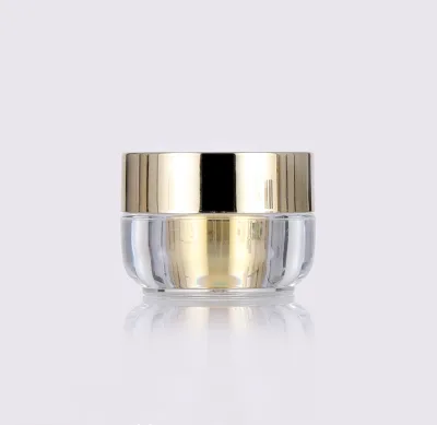 Popular Simple Design 15G Acrylic Cream Jar PMMA Mini Subpackage/Trial Jar Gold/Silver/White Cap Logo Available