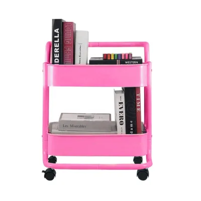Metal 2- Tier Storage Cart Utility Cart with Wheels Kitchen Storage Cart for Home Use