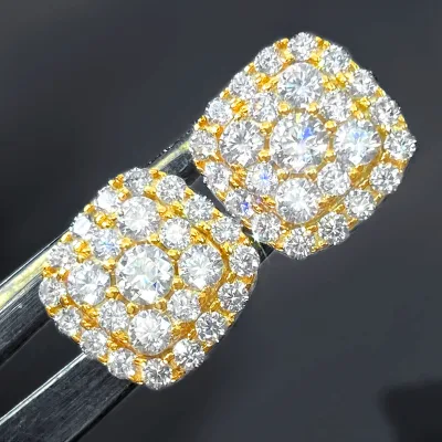 FOXI 1.3Ct Pave Moissanite Diamond Wedding Earrings 18K Gold Plated 925 Sterling Silver Screw Back Post Stud Earrings