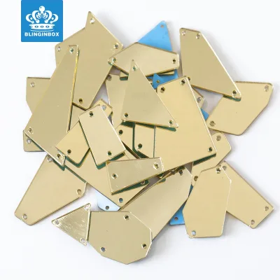 Flatback Irregular Champagne Acrylic Mirror Sew on Rhinestones for Dress Accessories