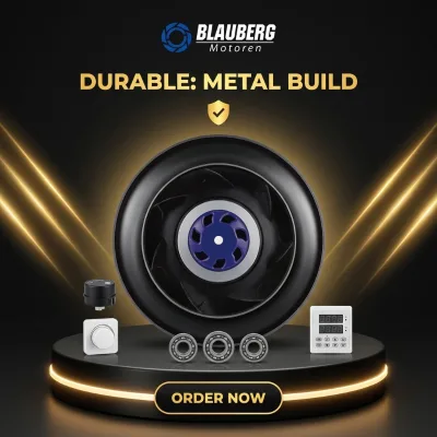 Blauberg 230V Plastic Ec Backward Centrifugal Shower Fan Solar Powered Bathroom Heater Light OEM Customizable Duct Fan Mounting