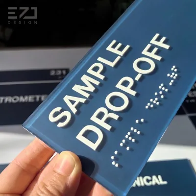 EZD Custom Acrylic Braille Sign with Raised Tactile Text for Commercial Building Room Identification