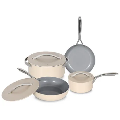 Seven-Piece Aluminum Cookware Set Ceramic Non-Stick Coating Modern Minimalist Design General-Purpose Stove Composite Custom