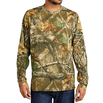 Custom Manufacturer Hunting Reals Tree Camouflage Sweatshirt t Shirt Mens Outdoors Long Sleeve Pocket T-shirt