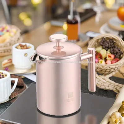 Champagne Gold French Press Coffee Maker,Mini French Press for One Cup