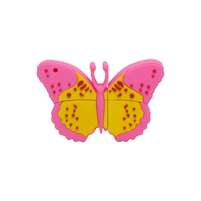 Cartoon Colorful Butterfly Insect PVC USB 3.0 & 2.0 Flash Drive with CE/RoHS Certification and 1-Year Warranty