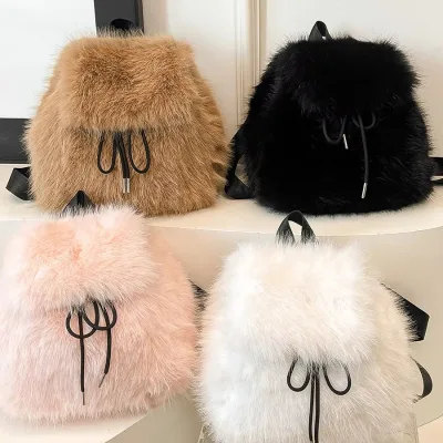 Korean Style Fashionable Backpack Fashionable Fur Backpack Versatile Shoulder Bag