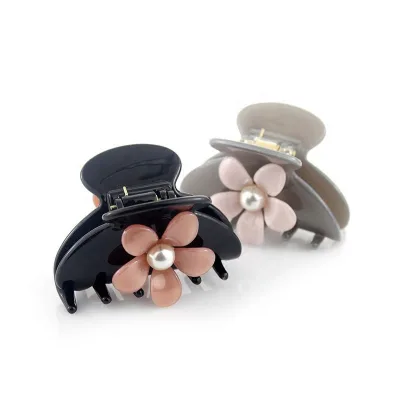 Summer Brand New Flower Hair Accessories Acetate Flower Hair Claw White Pearl Inlay Classy Hair Jaw Claw for Women