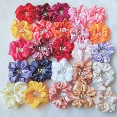 Wholesale 10ps/Set 20ps/Set 52 Colors Women Girls Solid Plain Silk Scrunchies Fashionable Satin Hair Bands Daily Use