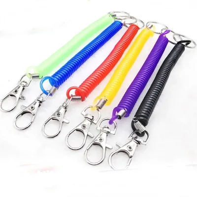 Hot Sale Plastic Spring Coil Tool Lanyard Fishing Rod Safety Lanyard With Hook Retractable With Springs and Fishing Ropes