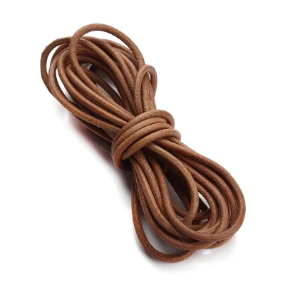 5 Meters/bag Leather Cowhide Rope Original Color Necklace Cowhide Rope Round 1/1.5/2/2.5/3/4mm