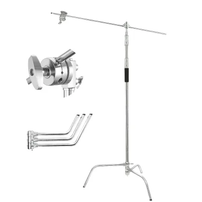 Jingying Camera Video Folding Feature Softbox Video Light Heavy Duty Magic Leg 3.3m Lightweight Stainless Steel Tripod C Stand