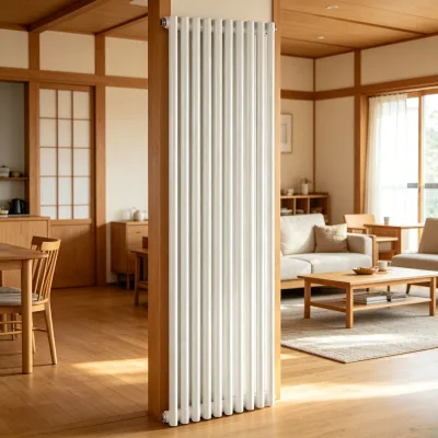 European Style Tall Vertical Steel Column Radiator, Slim Round Bar Household Central Heating Radiator Indoor Heating Equipment