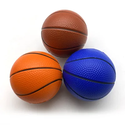 Brown Orange Blue Solid Basketball PU Squeeze Ball Custom Logo Hand Exercise Stress Relief Toy for Office and Training