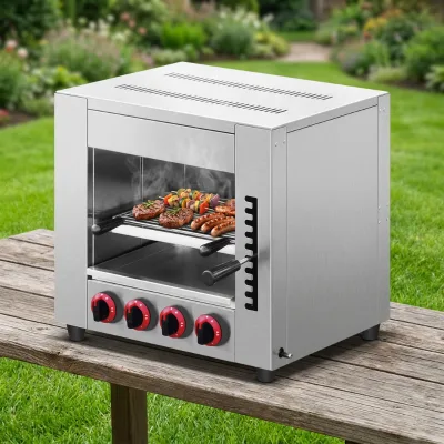 Gas Salamander Broiler 4 Burners Commercial Infrared Cheese Melter Oven Adjustable Height Grill