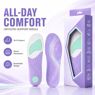 China Manufacturer Flatfoot Soft Performance Shock High Arch Support Sports Xo Orthotic Pads Unisex Orthopedic Insoles