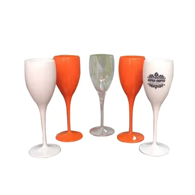 5oz Wedding Party Food Grade Colored Acrylic Made Champagne Trendy Flute for Outdoor