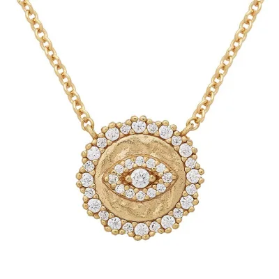 Gemnel 2024 Latest Trendy 925 Silver 18K Gold Cubic Zirconia Evil Eye Sun Pendant Necklace