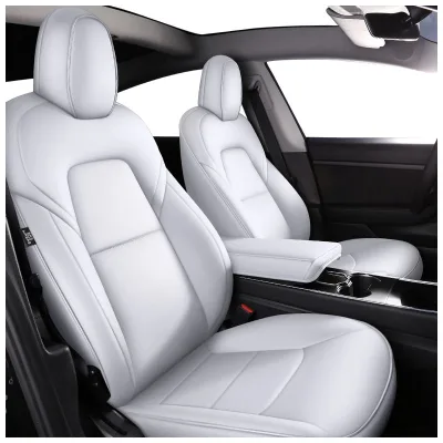 Anjuny Universal Luxury Custom Waterproof Leather Full Set Car Seat Covers 3D Mesh Airbag Compatible for Tesla Model 3 Model Y