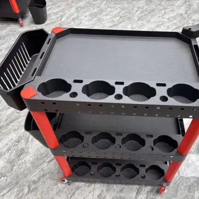 Large Capacity Three-Tier Plastic Trolley for Car Care