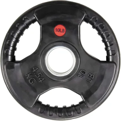 Wholesale Rubber Coated Cast Iron 3 Grips Barbell Weight Plate for Strength Training Weightlifting